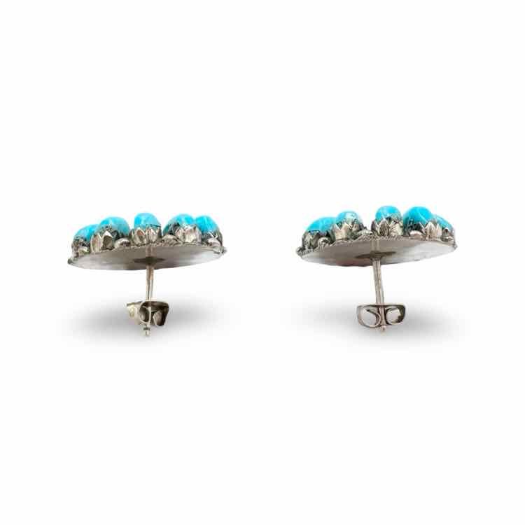 Vintage Navajo silver and turquoise stud earrings - Double Exposure Boutique
